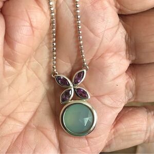 sterling silver 3 gemstone necklace